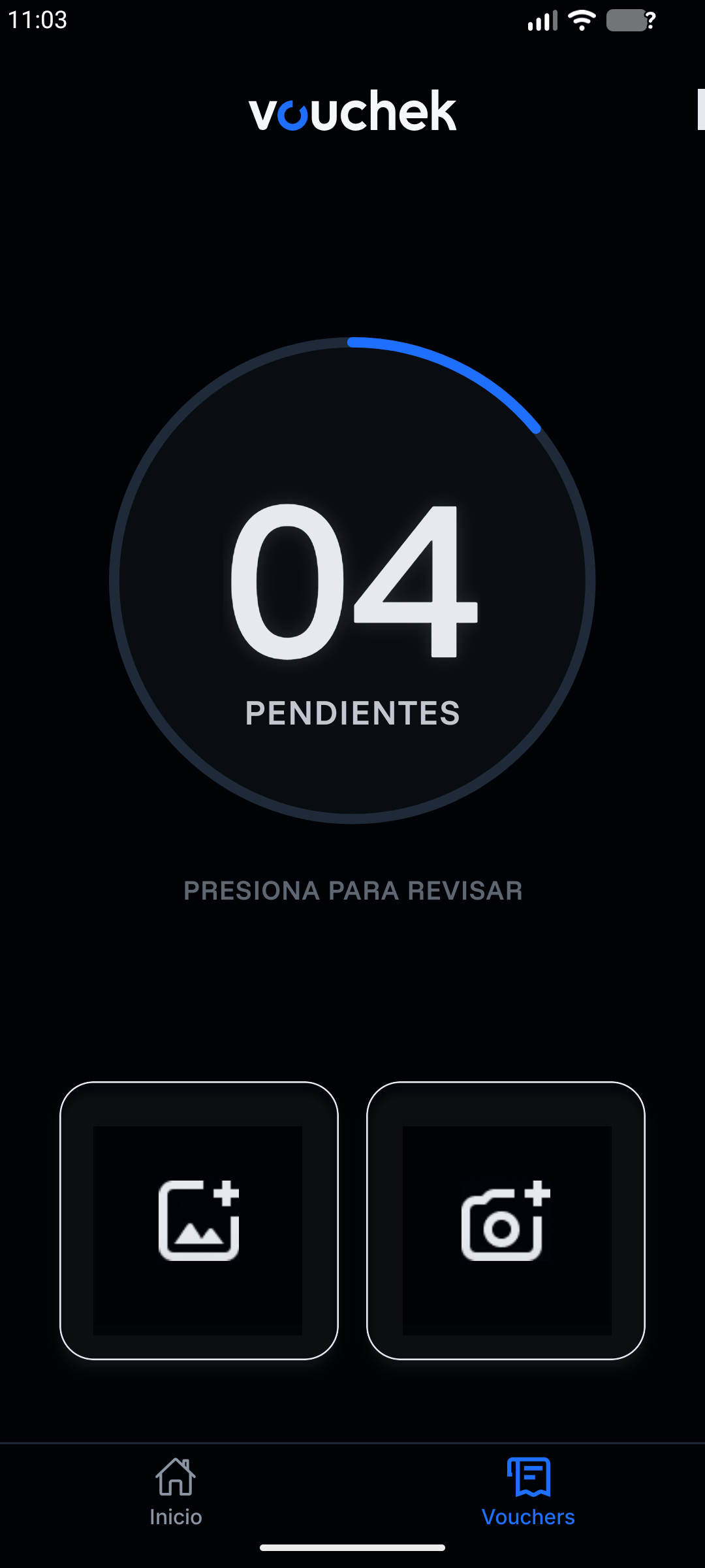 Dashboard móvil VouChek